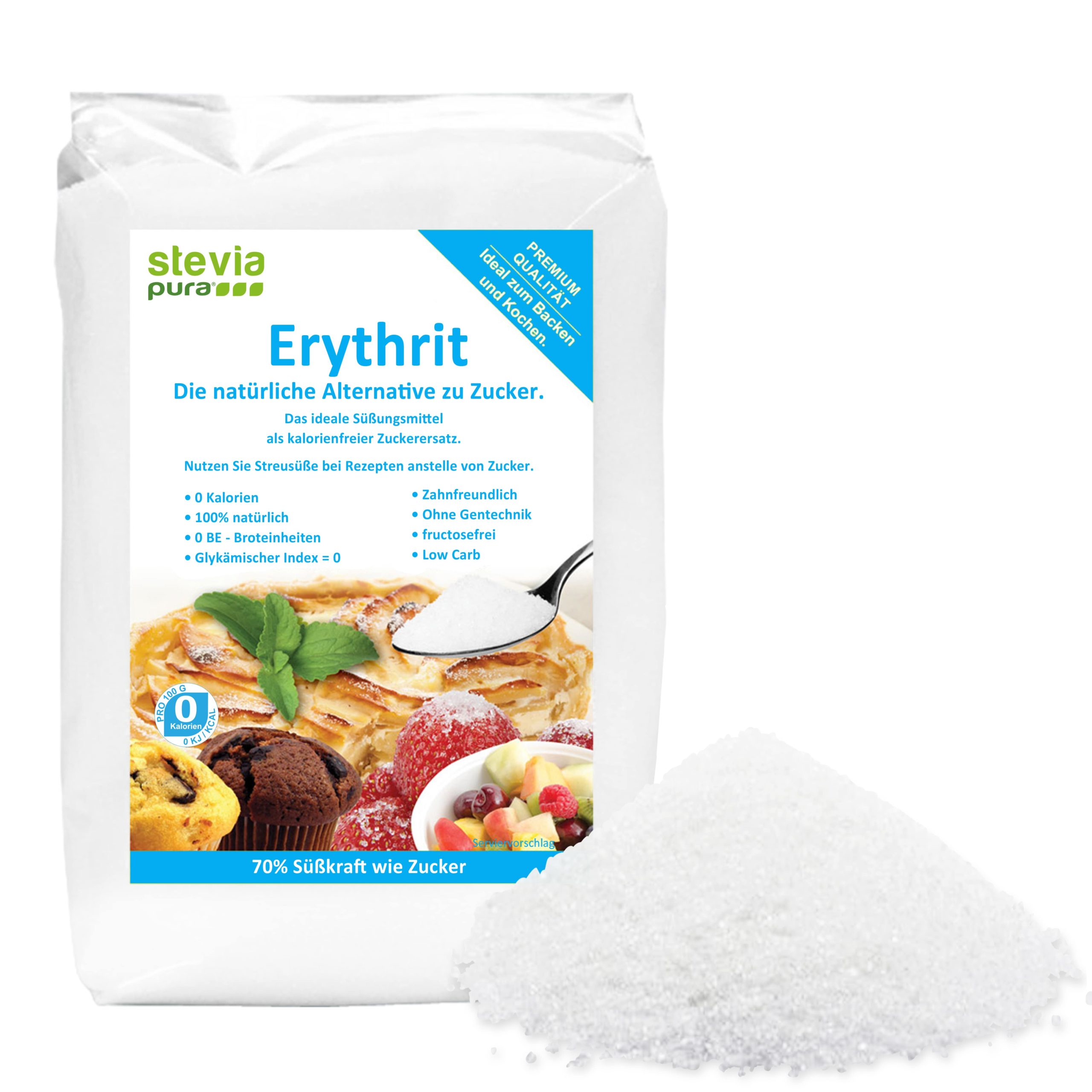 Erythrit Zuckerersatz ist für Diabetiker.
